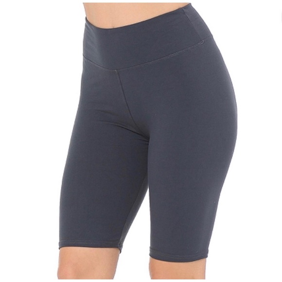 1 LEFT! RESTOCKED! Charcoal High Waist Uber Soft Biker Shorts - Picture 2 of 5